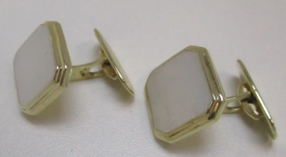 elegante 333er Gold Manschettenknöpfe mit Perlmutt Applikation (115444) 1