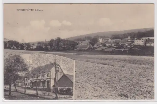 39100 Ak  Rothesütte i. Harz. Totalansicht.Gast- u. Pensionshaus v. Aug.Schmidt