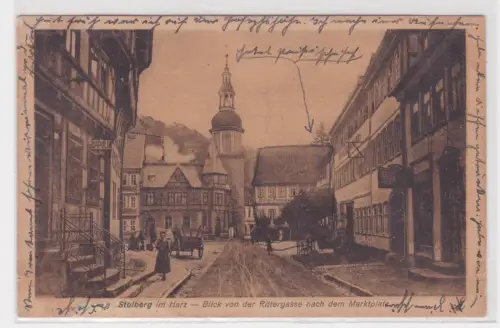 29254 Ak Stolberg im Harz - Blick von der Rittergasse nach dem Marktplatz. 1924