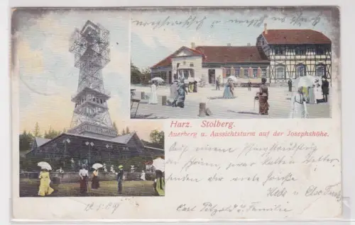03623 Ak Harz. Stolberg. Auerberg u. Aussichtsturm auf der Josephshöhe. 1907
