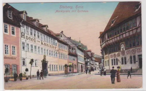 95096 Ak Stolberg, Harz. Marktplatz mit Rathaus. um 1930