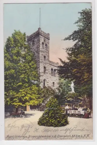 89810 Ak Aussichtsturm u. Bismarckdenkmal a.d. Czorneboh, 572 m ü.N.N. 1910