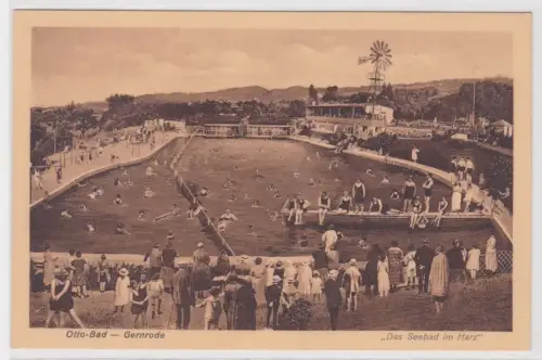99110  Ak Otto-Bad - Gernrode. "Das Seebad im Harz". um 1930