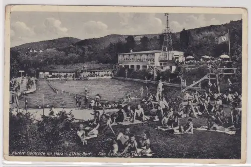 08069 Ak Kurort Gernrode im Harz - "Otto-Bad" - Das Seebad im Harz. um 1920