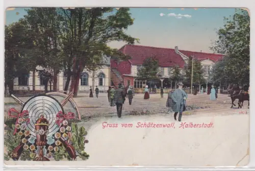 08381 Ak Gruss vom Schützenwall, Halberstadt. 1912