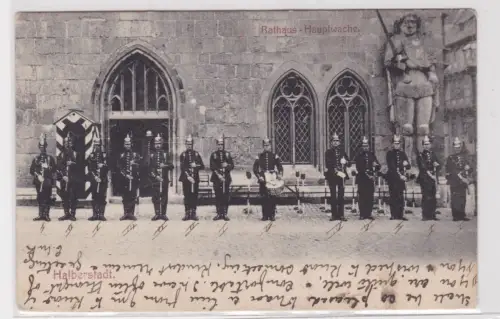 14470 Ak Halberstadt. Rathaus - Hauptwache. 1906