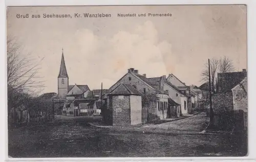 83411 Ak Gruß aus Seehausen Kreis Wanzleben Neustadt und Promenade 1917