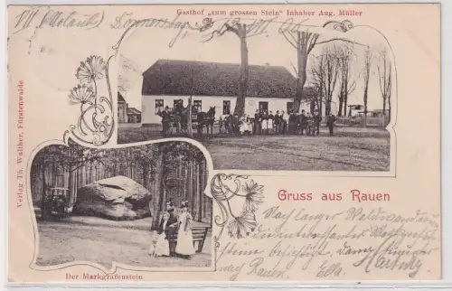 20858 Mehrbild Ak Gruß aus Rauen Gasthof "Zum großen Stein" 1906