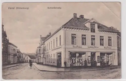 14840 Ak Varel (Oldenburg) Schloßstrasse mit Kaufhaus 1912