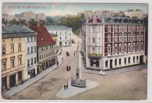 908382 Ak Zeitz mit Bismarcksäule und Gasthof zum weißen Rösschen 1912