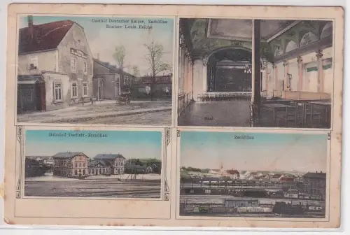 04207 Ak Zschöllau Bahnhof und Gasthof Deutscher Kaiser 1911
