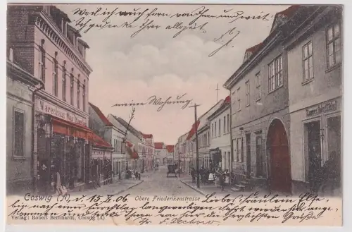 35186 Ak Coswig in Anhalt Obere Friederiken Strasse mit Geschäften 1906