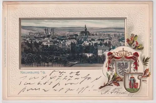 02772 Passe Partout Präge Ak Naumburg an der Saale mit Stadtwappen 1902