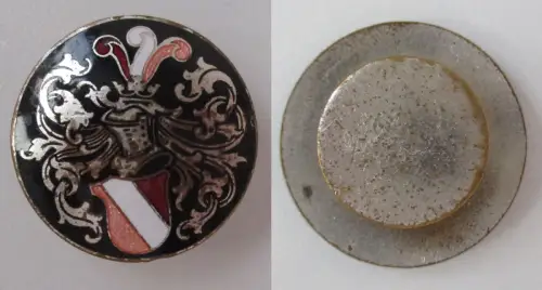Studentika Bandknopf Couleurknopf orange weiß rot um 1900 (119179)