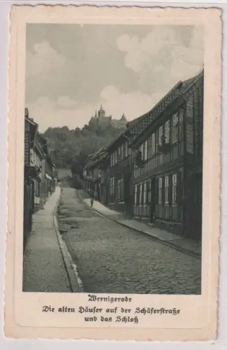 87159 Ak Wernigerode.Die alten Häuser auf der Schäferstraße und das Schloß. 1929