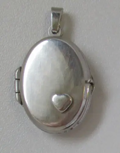 elegante 925er Sterling Silber Anhänger Medaillon mit kleinem Herz (128228)