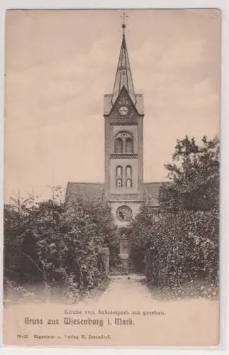 901557 Ak Gruss aus Wiesenburg i. Mark.Kirche vom Schlosspark aus gesehen.um1930