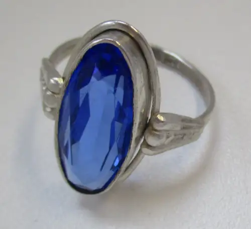 eleganter 800er Silber Ring mit blauem Schmuckstein (106161)
