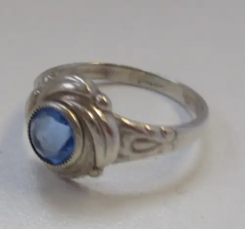 eleganter 835er Silber Ring mit blauem Schmucksteinen (102657)