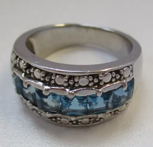 hochwertiger 925er Sterling Silber Ring mit blauem Topas (105716)