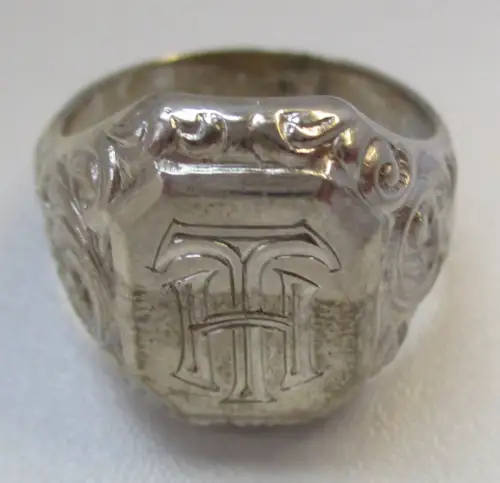 hochwertiger 835er Silber Ring Siegelring mit Monogramm TH (109537)