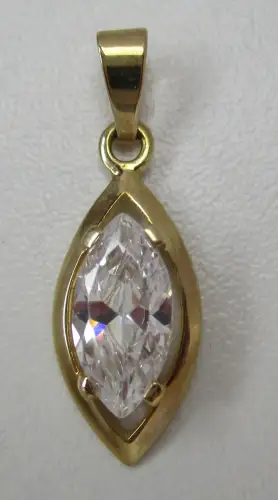 eleganter 333er Gold Kettenanhänger mit farblosem Schmuckstein (108096)