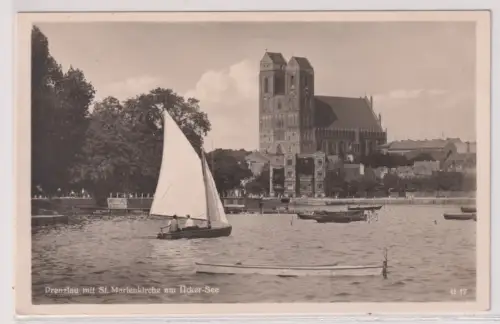 16794 Ak Prenzlau mit St. Marienkirche am Ücker-See. 1936