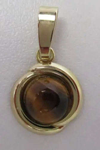 eleganter 375er Gold Kettenanhänger mit Tigerauge Quarzstein (100031)