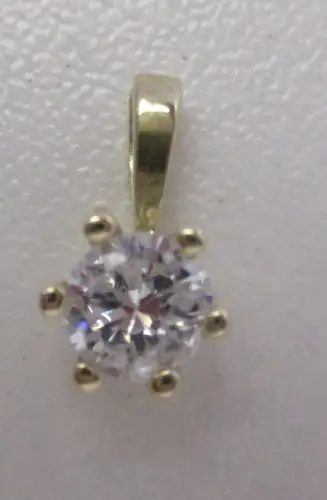eleganter 333er Gold Kettenanhänger mit farblosem Schmuckstein (109144)