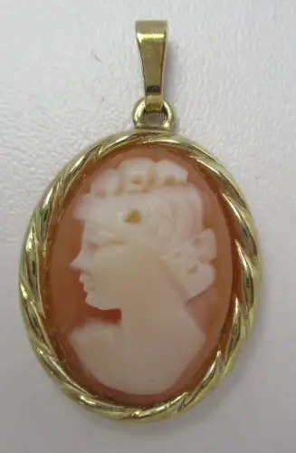 eleganter 333er Gold Kettenanhänger mit Gemme Kamee (164652)