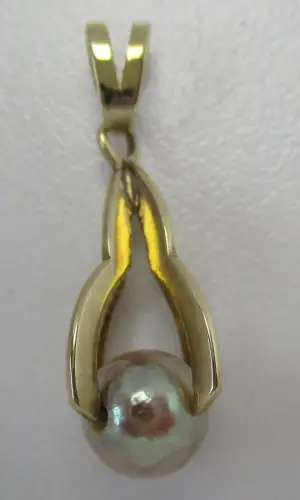 eleganter 333er Gold Kettenanhänger mit Perle (163208)