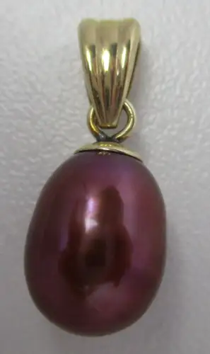 eleganter 333er Gold Kettenanhänger mit violetter Perle (165186)