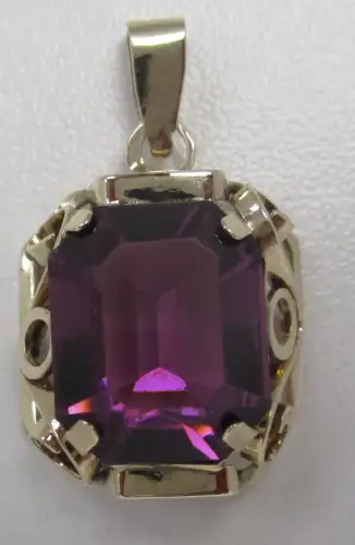 eleganter 333er Gold Kettenanhänger mit violettem Schmuckstein (134259)