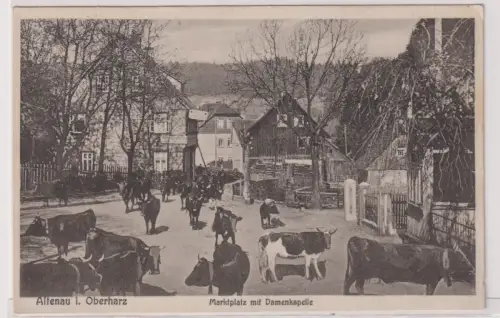 67917 Ak  Altenau i. Oberharz. Marktplatz mit Damenkapelle. um 1930