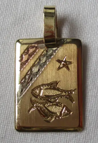 charmanter 585er 14 Karat Gold Anhänger Tricolor Sternzeichen Fische (106295)