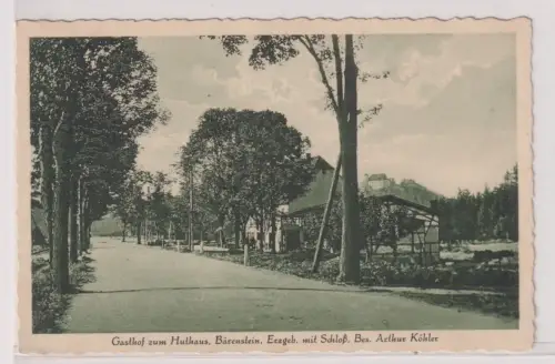 77467 Ak Gasthof zum Huthaus, Bärenstein,Erzgeb.mit dem Schloß,Bes.Arthur Köhler