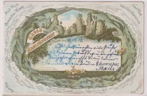 12324 Ak Gruss vom Greifenstein bei Thum, den 24.12.12. 1912