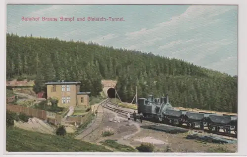 57782 Ak Bahnhof Braune Sumpf und den Bielstein-Tunnel . Harz. um 1940
