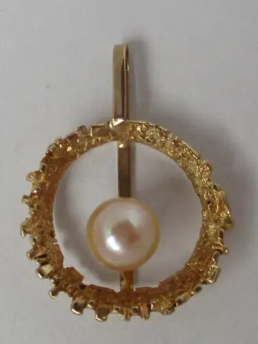 eleganter 585er Gold Design Kettenanhänger mit Perle (101163)