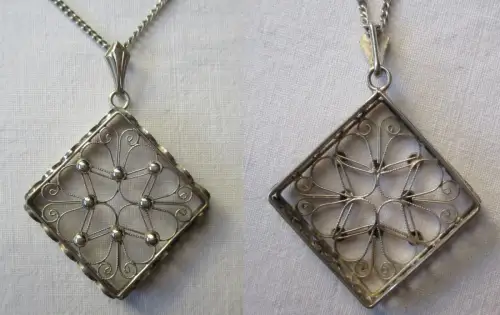 elegante 835er Silber Kette + Anhänger im Jugendstil (111444)