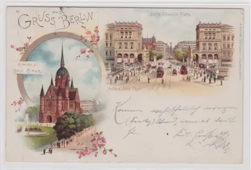909648 Lithografie Ak Gruss aus Berlin - Kirche z. heil. Kreuz, hallesches Thor
