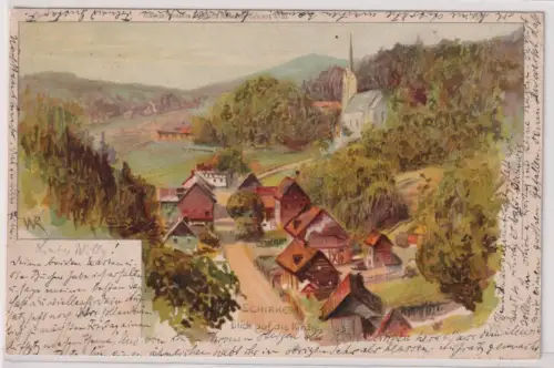 87789 Ak  Schirke.  Blick auf die Kirche. 1899