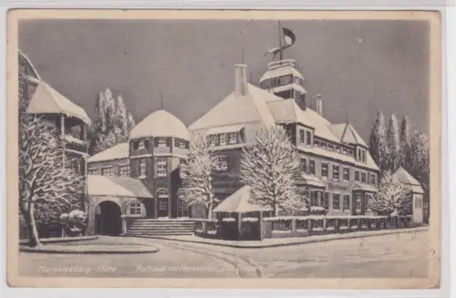 909666 Ak Markkleeberg-Mitte - Rathaus mit Ratskeller "Zur Linde" im Winter 1950