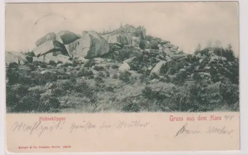 95356 Ak Gruss aus dem Harz. Hohneklippen. 1902