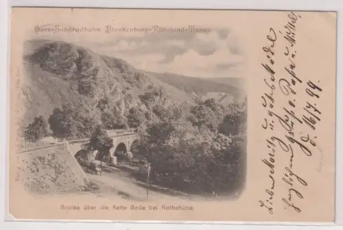 44487 Ak  Brücke über die Kalte Bode bei Rothehütte. 1899