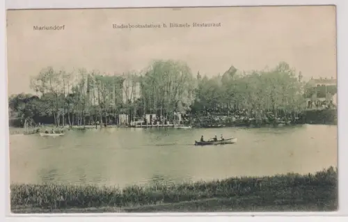 57689 Ak  Mariendorf. Ruderbootsstation b. Blümels Restaurant. um 1920