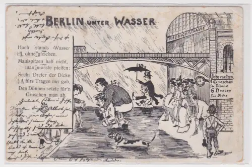 56266 Humor Künstler Ak Berlin unter Wasser, Hochwasser 1902