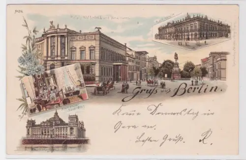 902251 Lithographie Ak Gruss aus Berlin - Reichstagsgebäude, Ruhmeshalle usw.