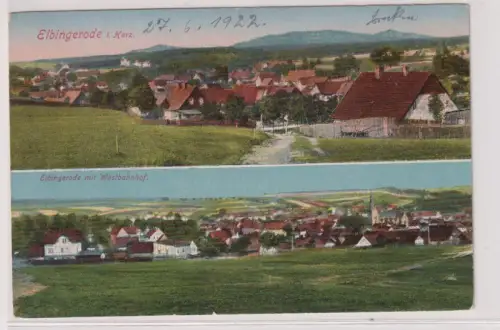 08728 Ak Elbingerode i. Harz. Elbingerode mit Westbahnhof. um 1922