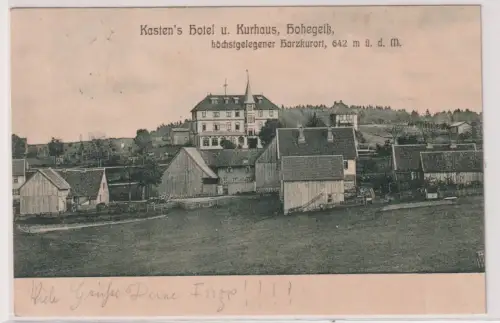 59695 Ak   Kasten's Hotel u. Kurhaus, Hohegeiß, höchstgelegener Harzkurort. 1908